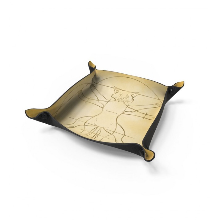 Tava pentru zaruri jocuri de societate, PLAYMATS, Vitruvian Cat, maro