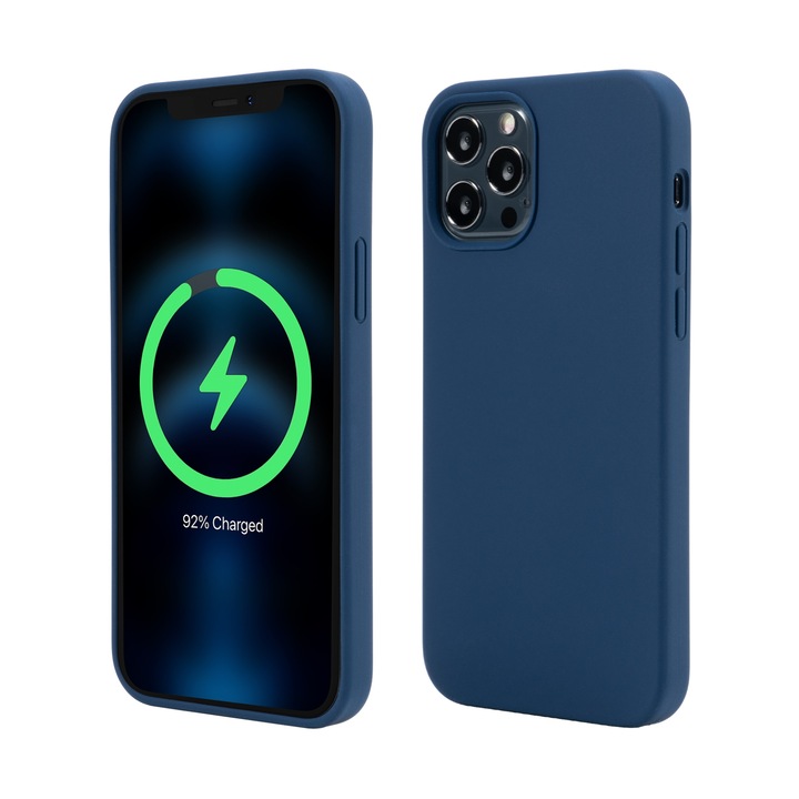 Husa de Protectie Vetter pentru iPhone 12 Pro Max, Clip-On Soft Touch Silk Series Mag Safe Compatible, Blue