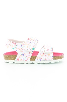 Kickers kids, Sandale cu imprimeu si velcro, Alb/Roz, 24 EU Kickers kids, Sandale cu imprimeu si velcro, Alb/Roz, 24 EU