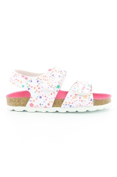 Kickers kids, Sandale de piele ecologica cu imprimeu floral, Alb/Roz/Verde Kickers kids, Sandale de piele ecologica cu imprimeu floral, Alb/Roz/Verde