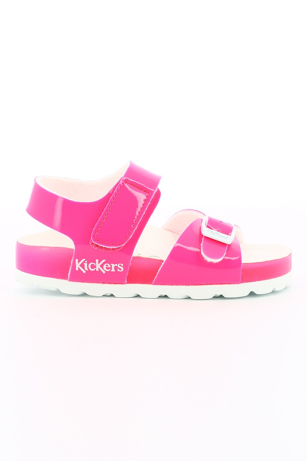 Kickers kids, Sandale cu aspect lucios, velcro si catarama