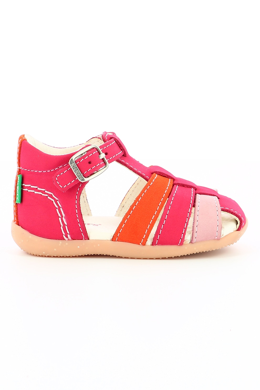 Kickers kids, Sandale de piele cu model colorblock, Rosu/Roz