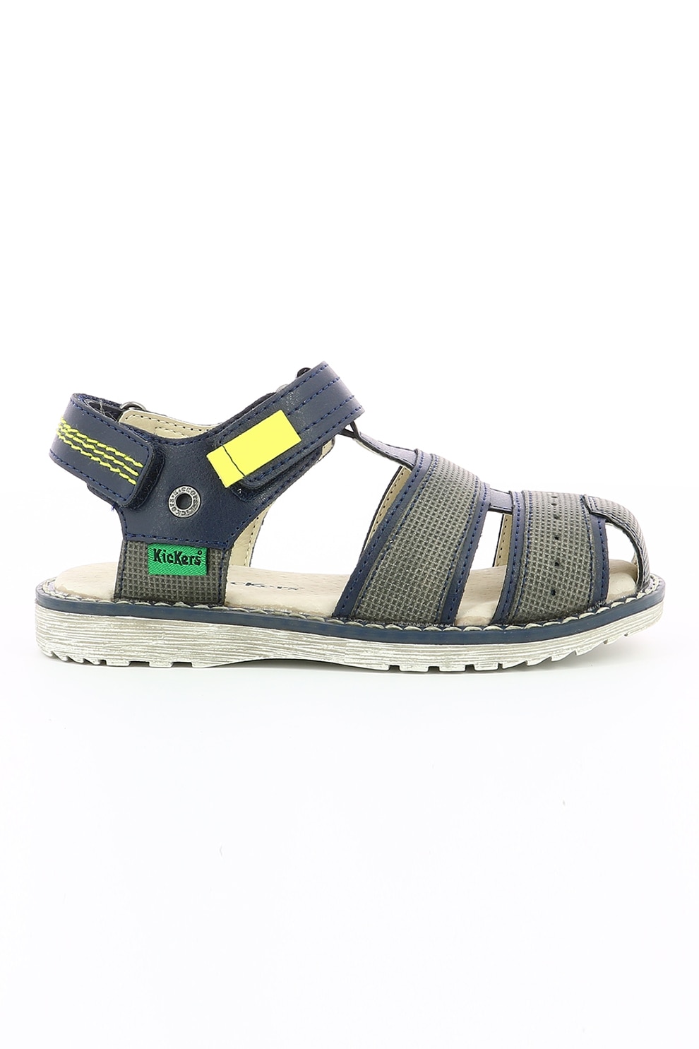 Kickers kids, Sandale de piele ecologica cu velcro Pepster