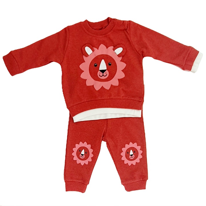 Compleu Red Lion, Gargamel, Bumbac, Rosu/Alb