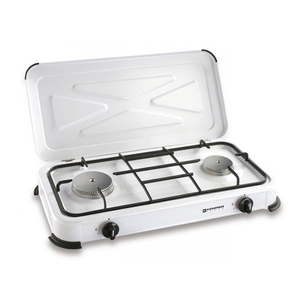 Aragaz camping, portabil, 2600 W, 2 arzatoare, inox, cu capac