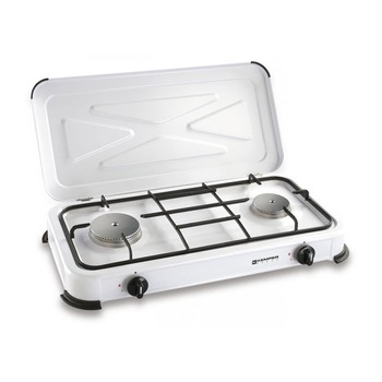 Aragaz camping, portabil, 2600 W, 2 arzatoare, inox, cu capac Aragaz camping, portabil, 2600 W, 2 arzatoare, inox, cu capac