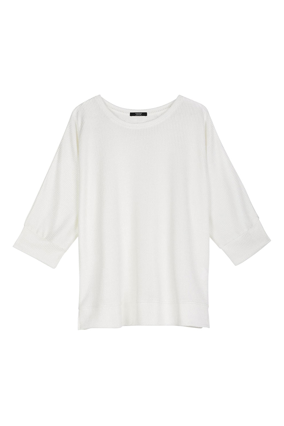 PARFOIS, Bluza striata cu maneci 3/4, Alb, S-M