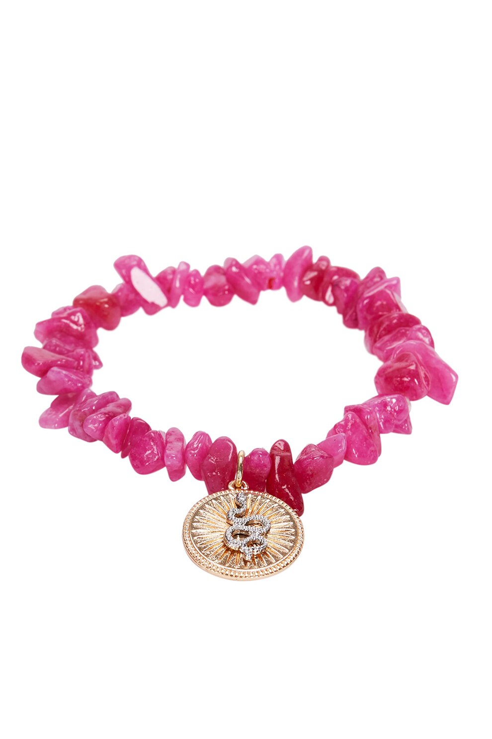 PARFOIS, Bratara cu talisman rotund, Fucsia/Auriu