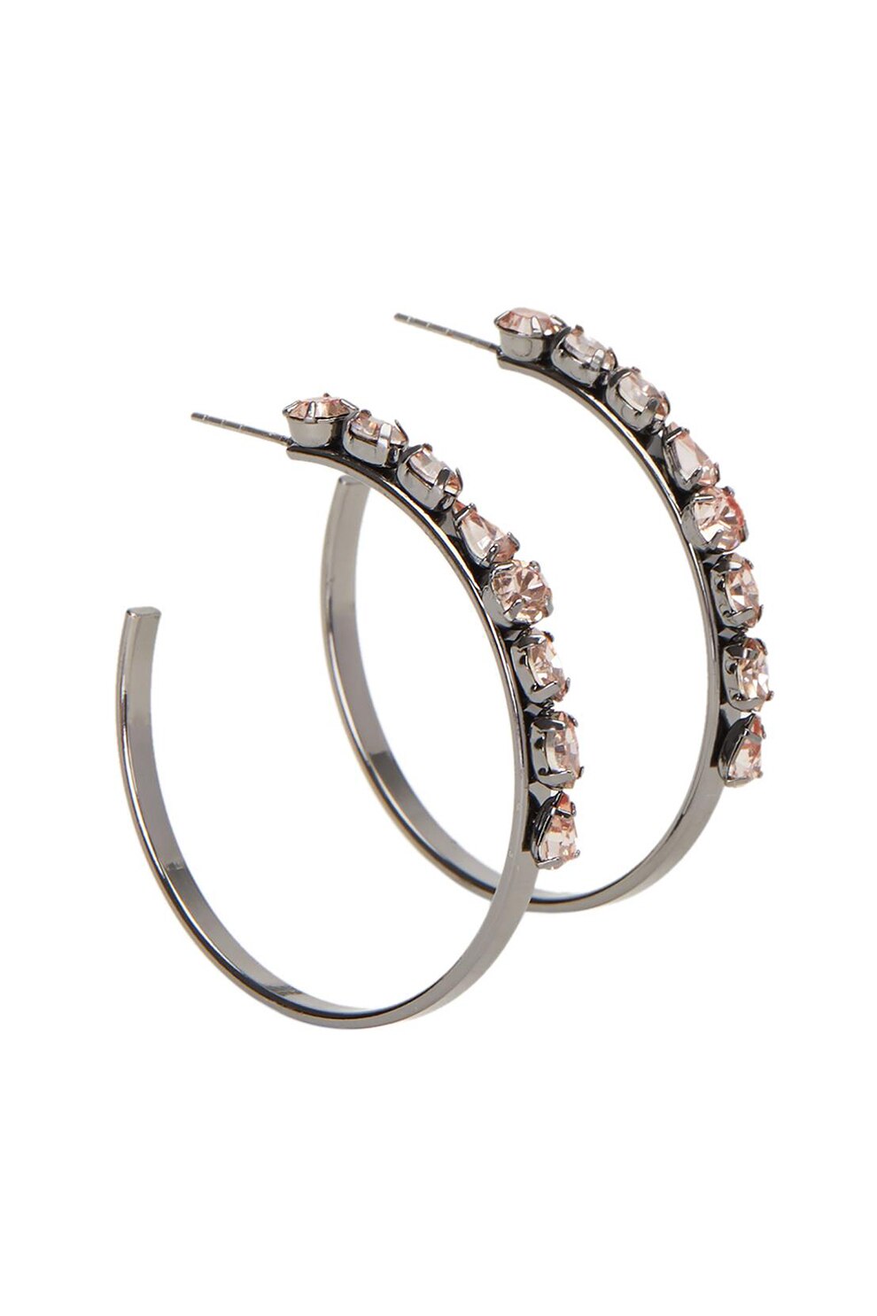 PARFOIS, Cercei decorati cu cristale din sticla, Argintiu inchis