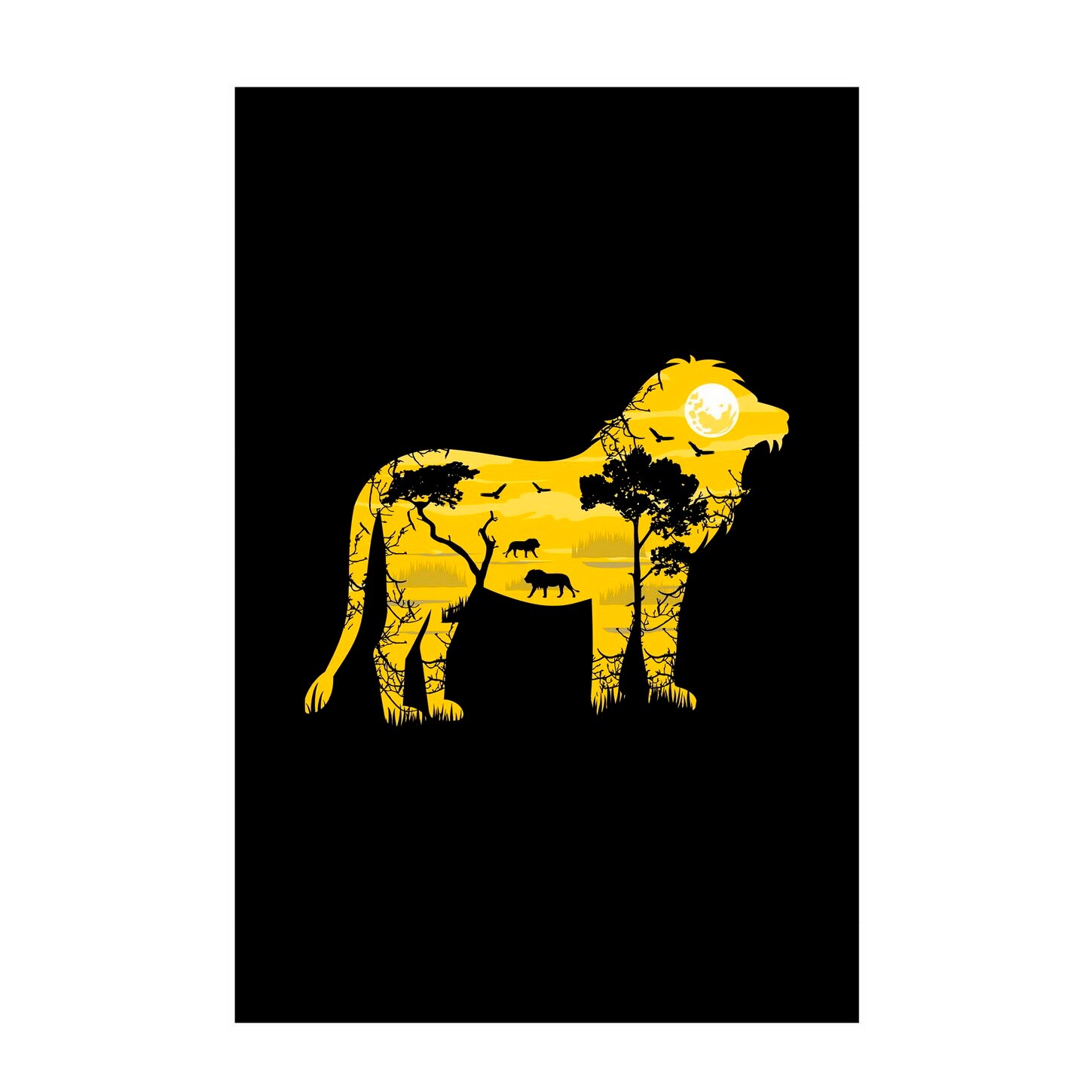 Poster Leu, galben/negru, 50x70 cm