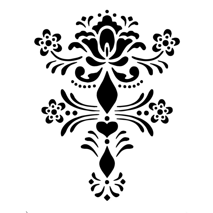 Sablon decorativ Folk Flower Tiger, A4, reutilizabil, plastic