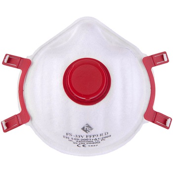 Set 5 Masti de protectie respiratorie Filter Service FS-33V FFP3 R D, cu valva, prindere ajustabila, certificat CE 1437 Set 5 Masti de protectie respiratorie Filter Service FS-33V FFP3 R D, cu valva, prindere ajustabila, certificat CE 1437
