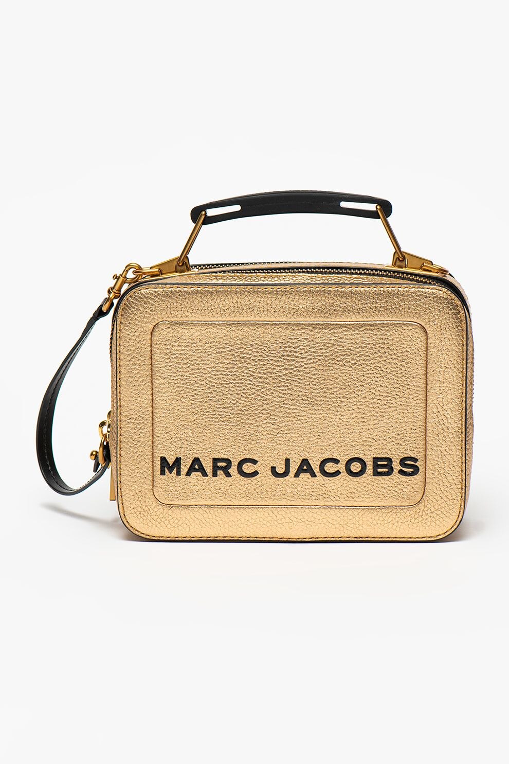 Marc Jacobs, Geanta crossbody de piele cu aspect metalizat, Auriu/Negru