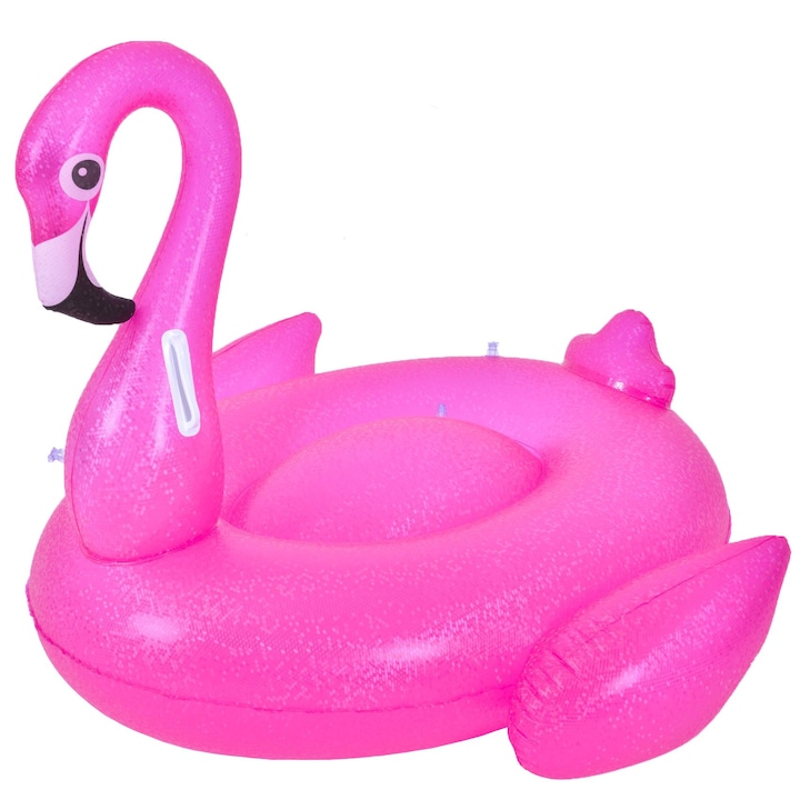 Jilong Felfújható matrac gyerekeknek, Flamingo modell, medencéhez, fogantyúval, 110x90 cm, rózsaszín