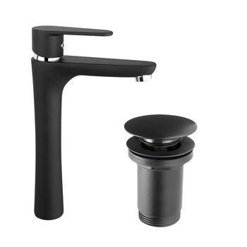 Baterie stativa inalta Ferro pentru lavoar cu ventil click-clack black Baterie stativa inalta Ferro pentru lavoar cu ventil click-clack black