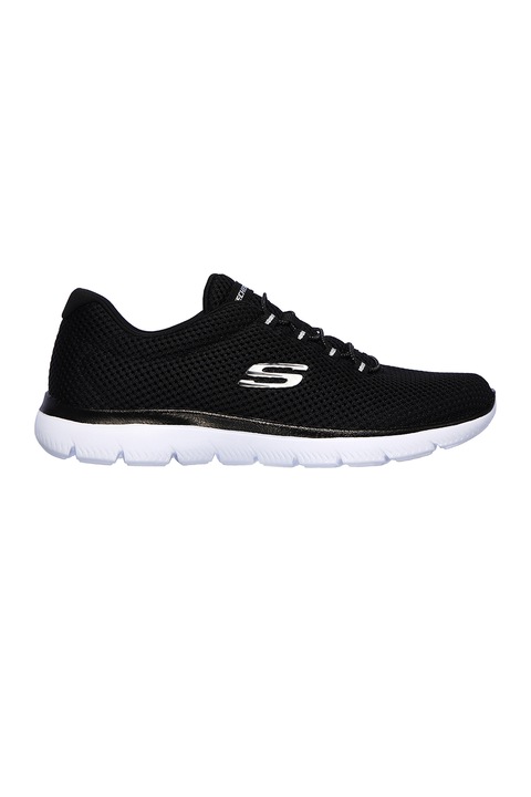 Skechers, Summits hálós anyagú sneaker logós részletekkel, Fehér, Fekete, 39.5