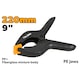 Clema fixare cu arc TOLSEN 225 mm (9”), corp din nailon cu fibra de sticla, falci din PE, rezistenta si usoara pentru prindere rapida, prindere elastica si eliberare usoara, ideala pentru tamplarie, vopsire si lipire, falci din polietilena, maner