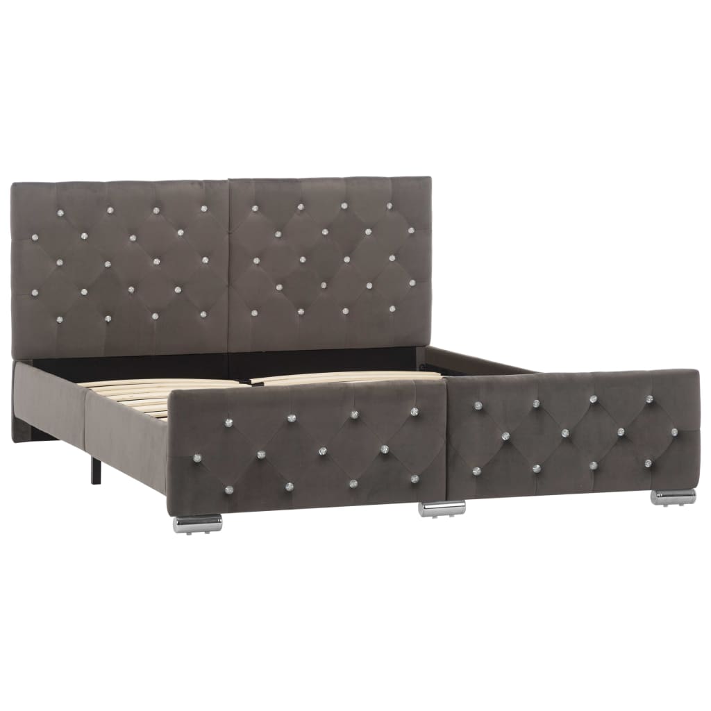 Cadru de pat vidaXL- Textil/Lemn, 140 x 200cm, Gri