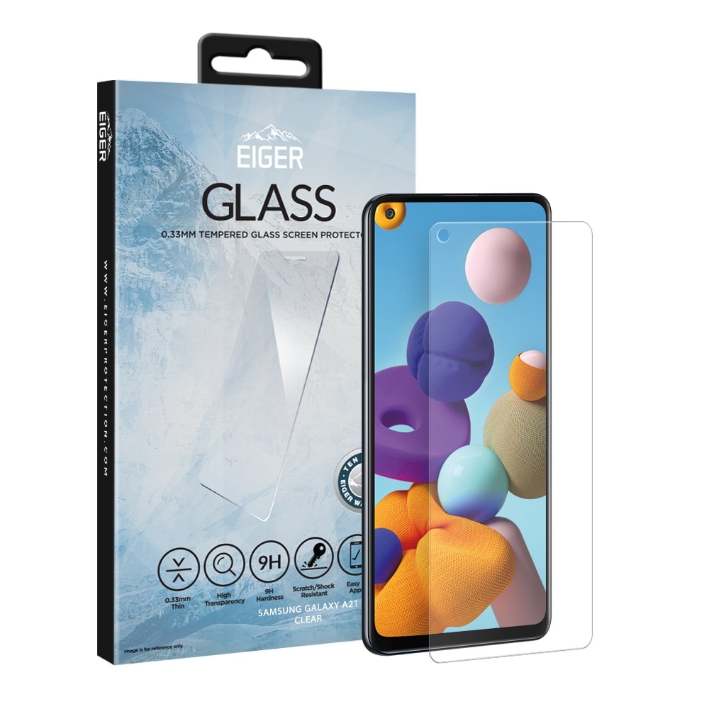 Folie Eiger Sticla Temperata compatibila cu Samsung Galaxy A21, Clear