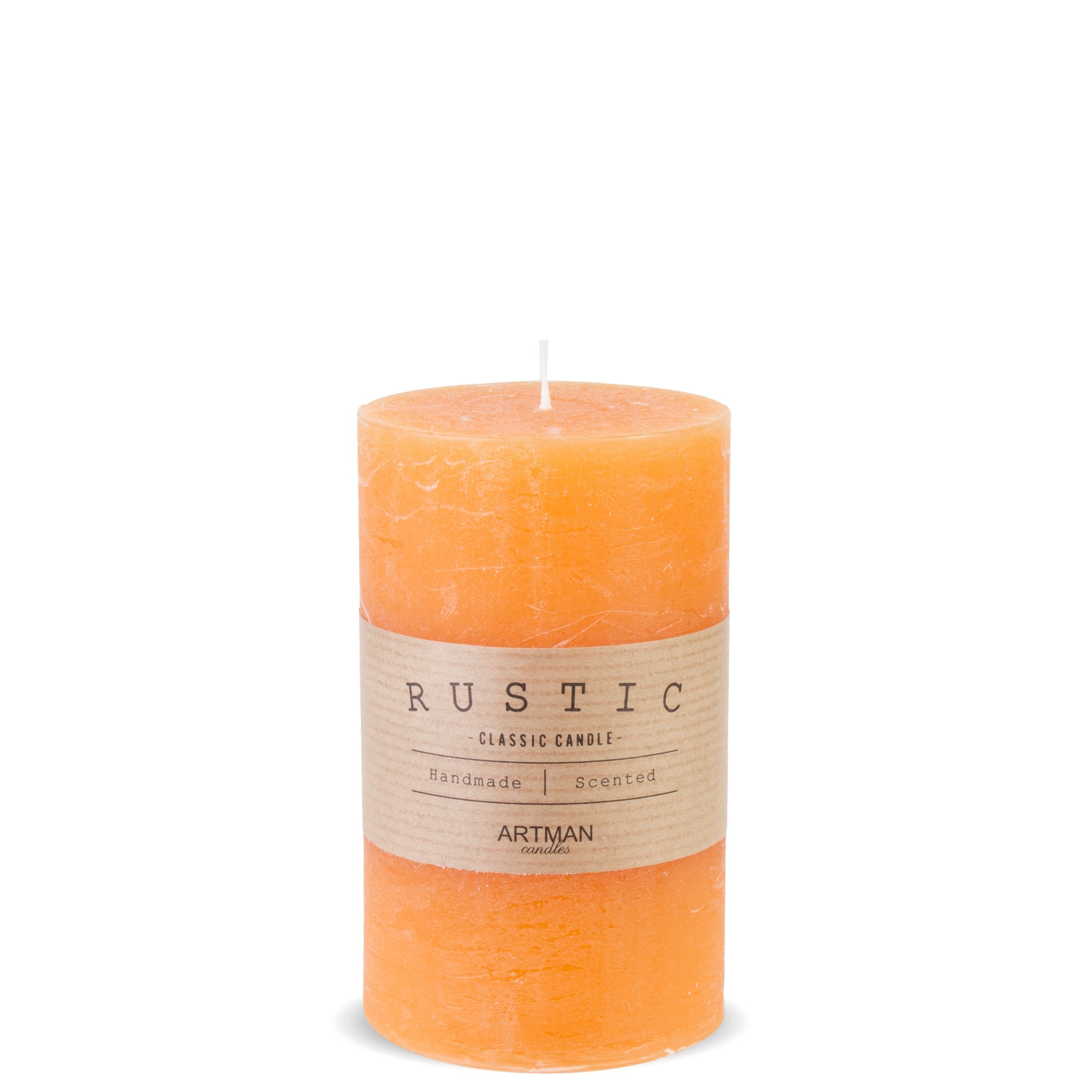 Lumanare handmade, orange, 11,5 x 7 cm, Rustic