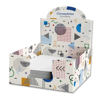 Cub hartie in cutie carton, 9X9cm, Geometries Cub hartie in cutie carton, 9X9cm, Geometries