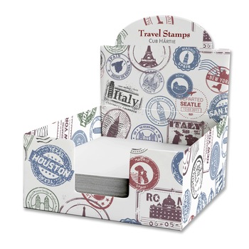 Cub hartie in cutie carton, 9X9cm, Travel Stamps Cub hartie in cutie carton, 9X9cm, Travel Stamps