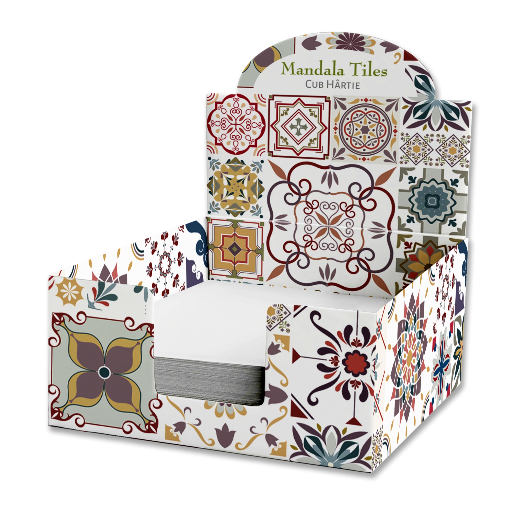 Cub hartie in cutie carton, 9X9cm, Mandala Tiles