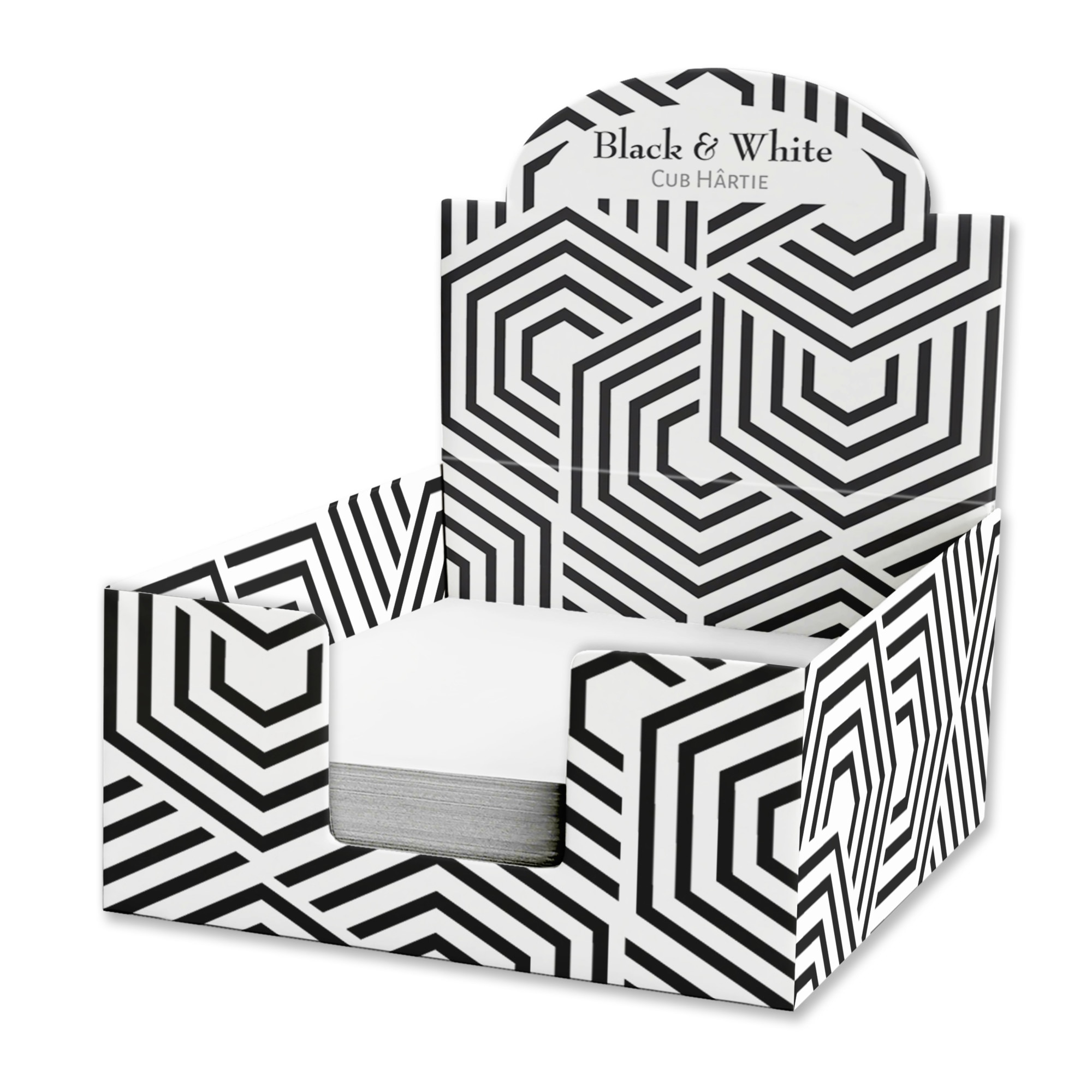 Cub hartie in cutie carton, 9X9cm, Black & White