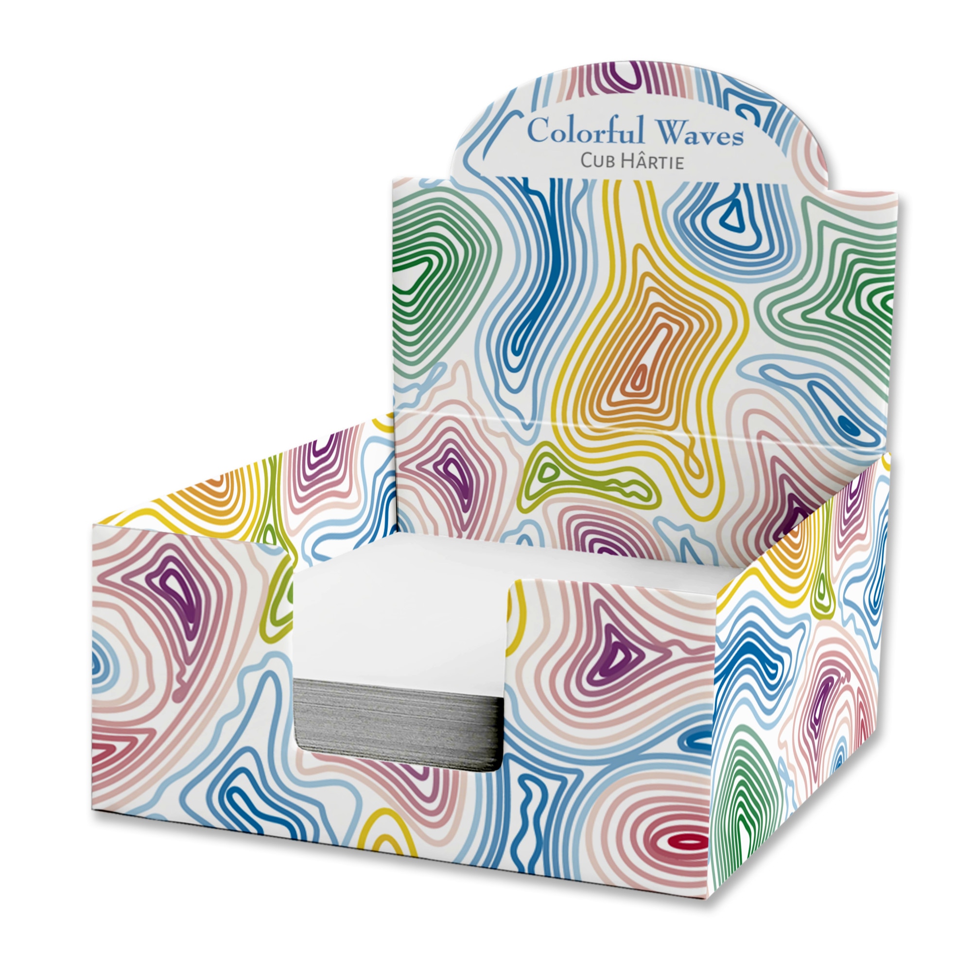 Cub hartie in cutie carton, 9X9cm, Colorful Waves