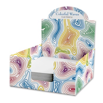 Cub hartie in cutie carton, 9X9cm, Colorful Waves Cub hartie in cutie carton, 9X9cm, Colorful Waves