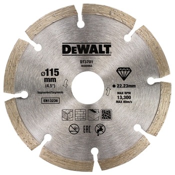 Disc diamantat segmentat 115X22.2X1.75MM, Dewalt, DT3701 Disc diamantat segmentat 115X22.2X1.75MM, Dewalt, DT3701