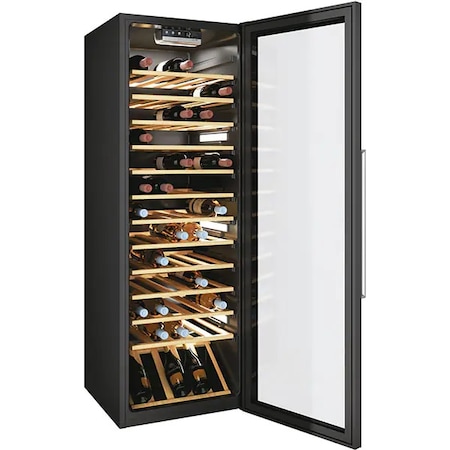Vitrina pentru vinuri Candy CWC 200 EELW/N, 81 sticle, Clasa G, Wi-Fi, Control electronic, Iluminare LED, H 146 cm, Negru