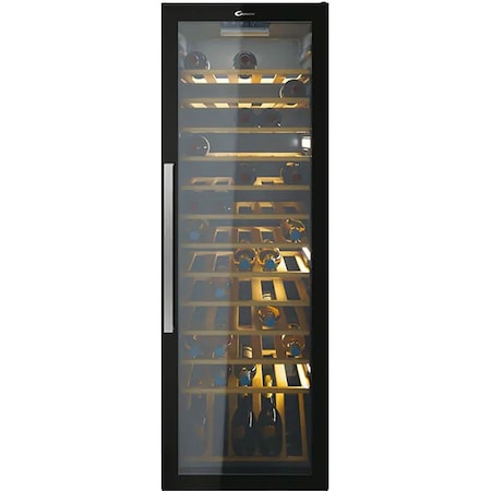 Vitrina pentru vinuri Candy CWC 200 EELW/N, 81 sticle, Clasa G, Wi-Fi, Control electronic, Iluminare LED, H 146 cm, Negru