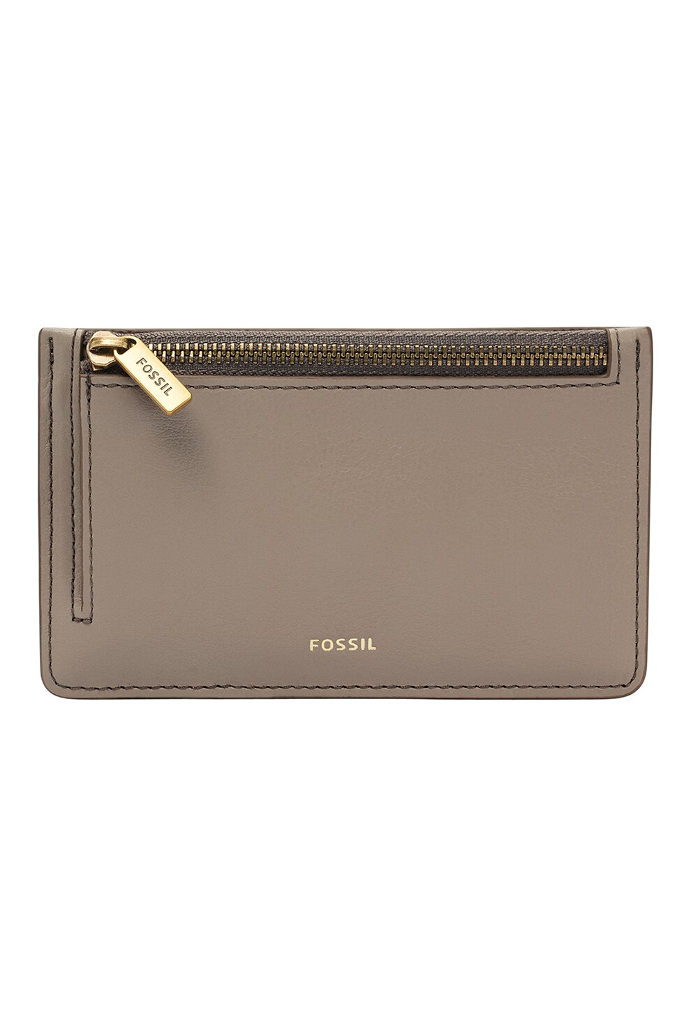 Fossil, Portcart din piele ecologica cu buzunar cu fermoar Logan, Taupe