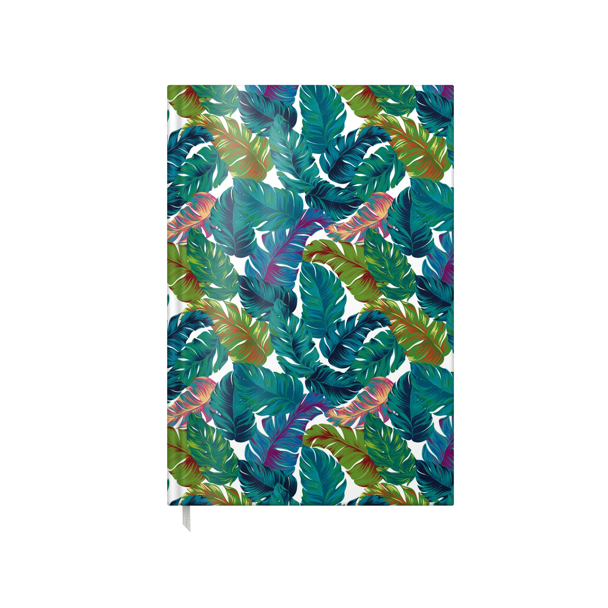 Agenda A5 nedatata 100 file, Tropical Leaves, coperta buretata lucioasa