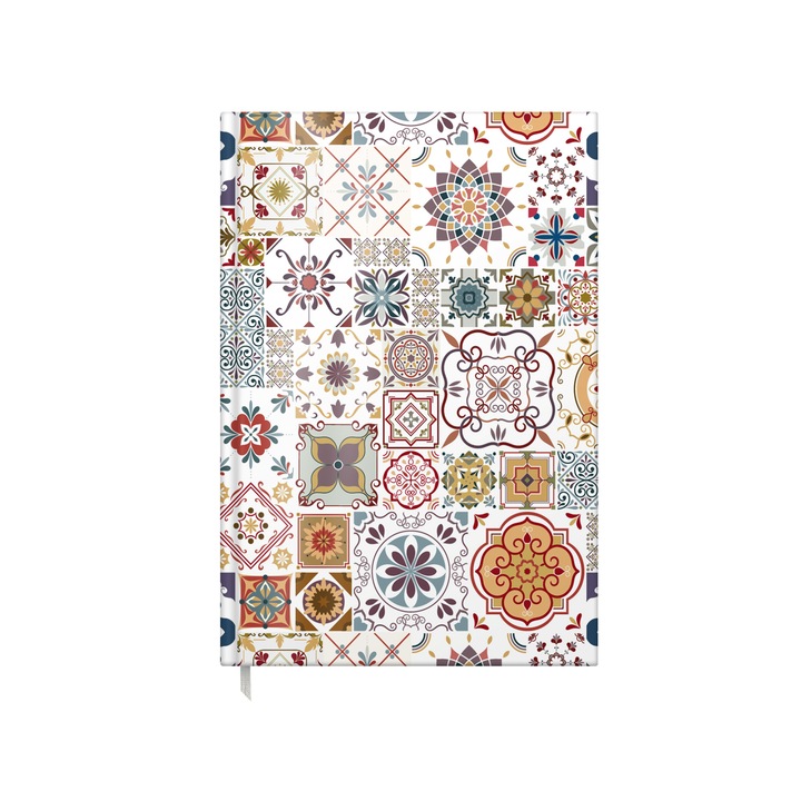 Agenda A5 Nedetata Artpress, Mandala Tiles, 100 File, Coperta Buretata Lucioasa, Multicolor, 80 g/m²
