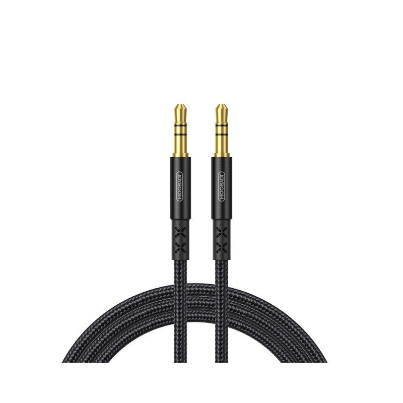 Cablu Audio Aux Jack La Jack 3.5mm Joyroom Negru Textil, Lungime 2m Sy-20a1