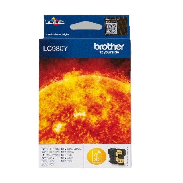 Cartus cerneala Brother Yellow LC980Y pentru DCP-145C / DCP-163C / DCP-165C / MFC-255CW / MFC-257CW / MFC-290C / MFC-295CN / MFC-297C, 260 pagini OEM LC980Y
