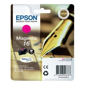 Cartus cerneala Epson Magenta 16 T162340 pentru WorkForceWF-2010W / WorkForce WF-2510WF / WorkForce WF-2520NF / WorkForce WF-2660DWF / WorkForce WF-2750DWF, 165 pagini OEM C13T16234010 Cartus cerneala Epson Magenta 16 T162340 pentru WorkForceWF-2010W / WorkForce WF-2510WF / WorkForce WF-2520NF / WorkForce WF-2660DWF / WorkForce WF-2750DWF, 165 pagini OEM C13T16234010