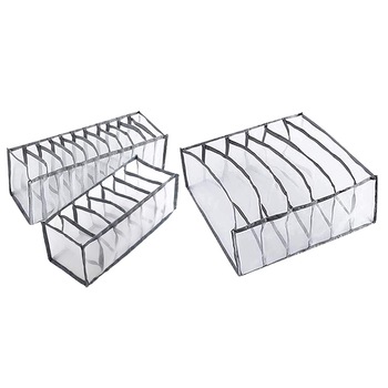 Set 3 Organizatoare Lenjerie Springos, Pliabile, pentru Sertare, Culoare Gri/Transparent Set 3 Organizatoare Lenjerie Springos, Pliabile, pentru Sertare, Culoare Gri/Transparent