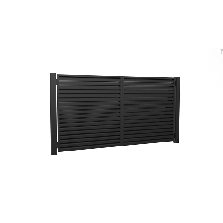 Poarta auto lamele,Gard Expert,tabla 002, negru, 3300x1850mm