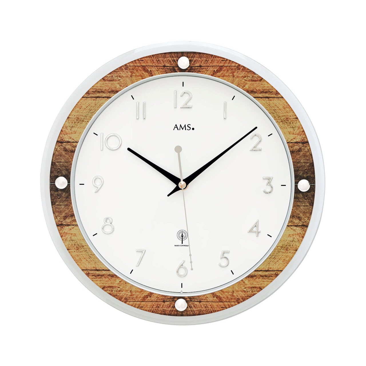 Ceas de perete ams 5565, Quartz, Alb, Analogic, Modern