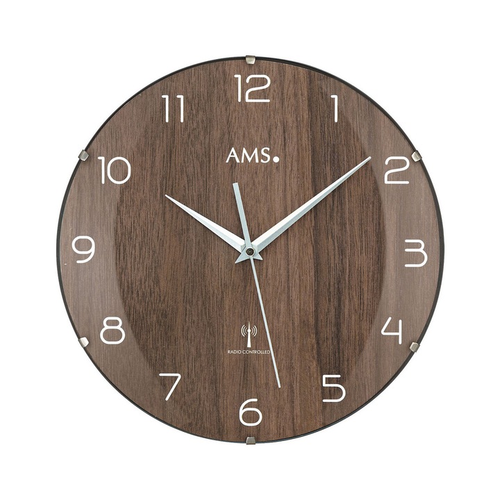 Ceas de perete ams 5558, Quartz, Maro, Analogic, Modern