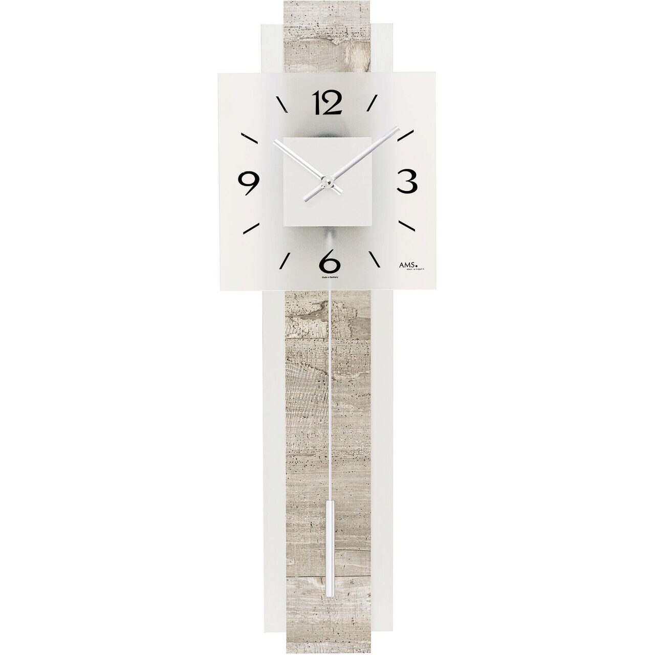 Ceas de perete ams 7471, Quartz, Argintiu, Analogic, Modern