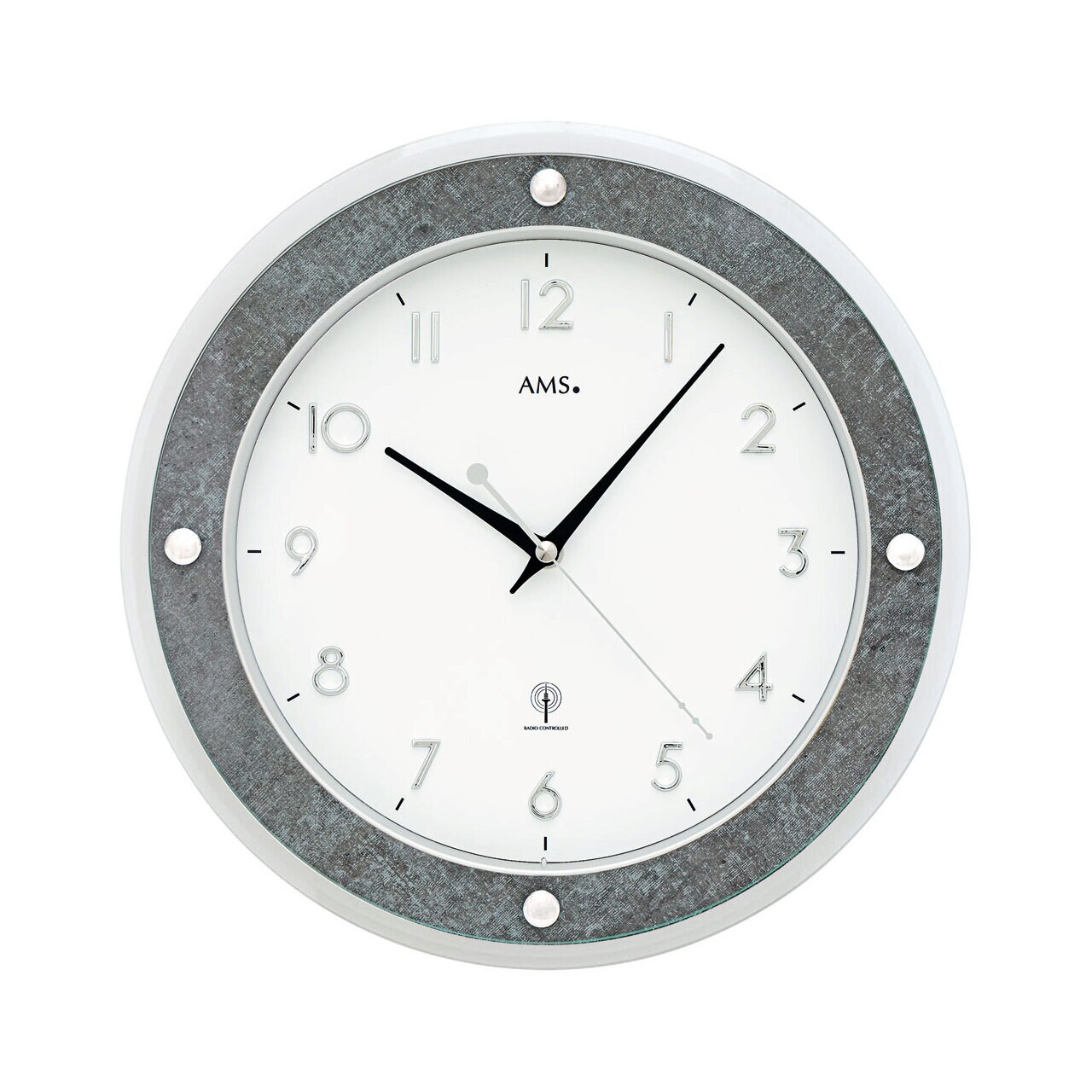 Ceas de perete ams 5566, Quartz, Alb, Analogic, Modern