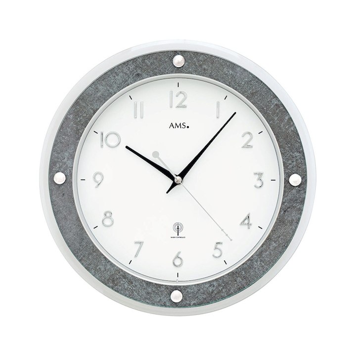 Стенен часовник ams 5566, кварцов, бял, аналогов, модерен