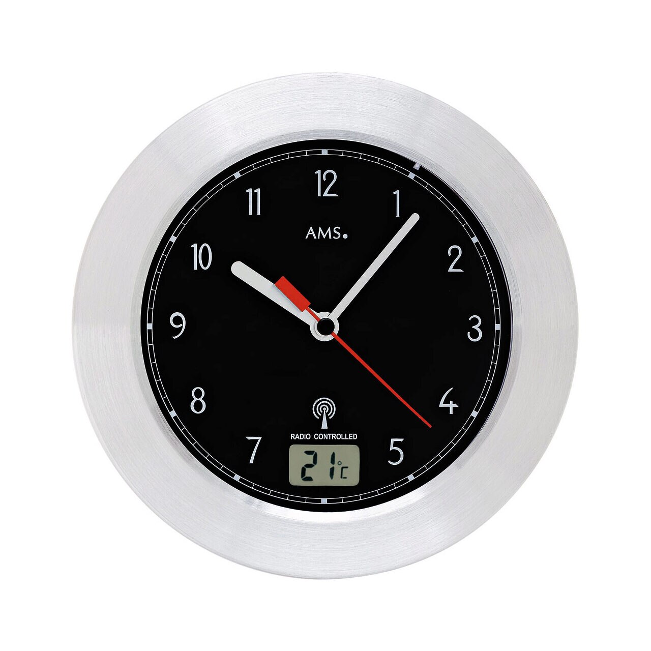 Ceas de perete ams 5919, Quartz, Negru, Analogic, Modern