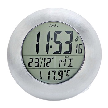 Ceas de perete AMS 5929, Quartz, Gri, Digital, Modern Ceas de perete AMS 5929, Quartz, Gri, Digital, Modern