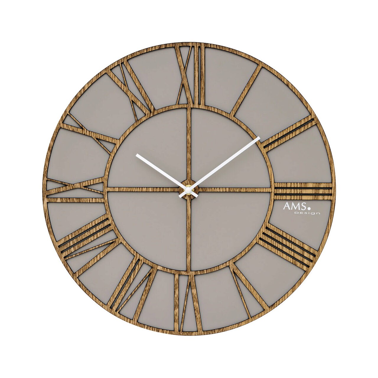 Ceas de perete ams 9635, Quartz, Gri, Analogic, Modern