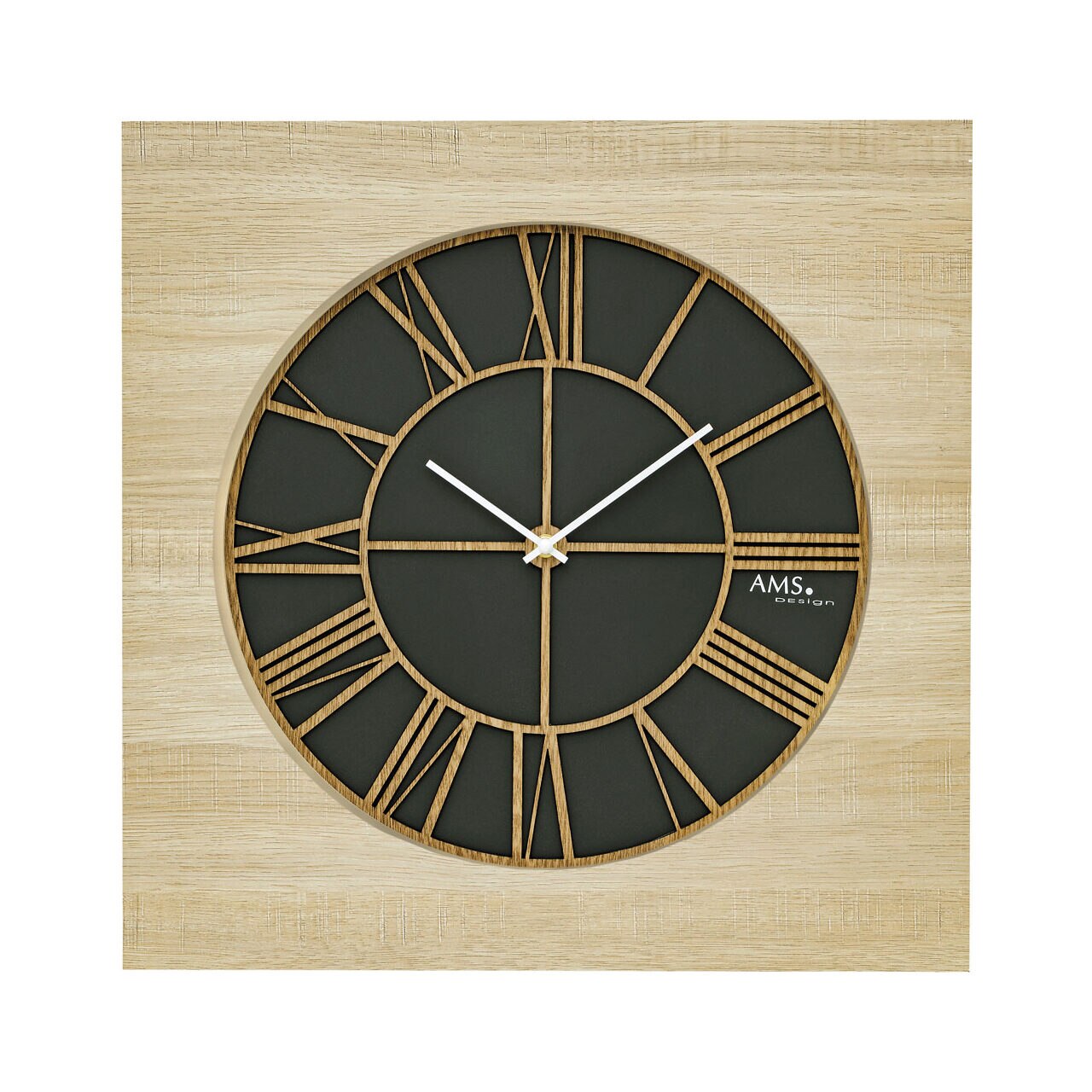 Ceas de perete ams 9641, Quartz, Verde, Analogic, Modern